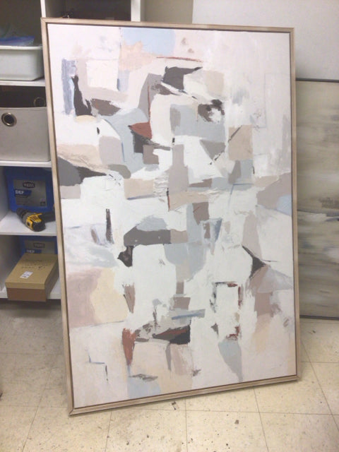 40" X 60" Abstract Light Wood Framed Print On Canvas