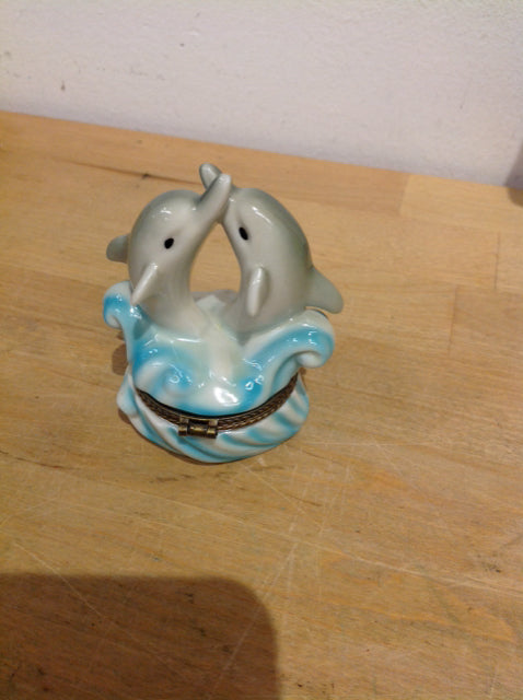 Enamel Dolphin Trinket Box