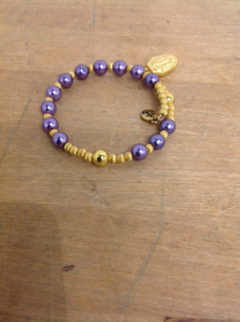 Bracelet- Purple & Gold Beaded