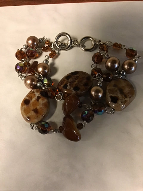3 Strand Multi Bead Bracelet