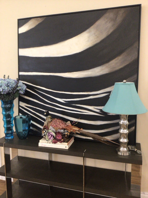 60" Square Framed Zebra Black & White Print On Canvas