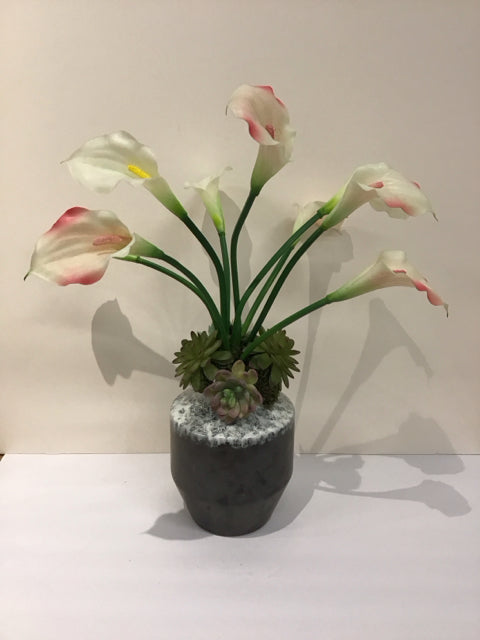 Calla Lily Succulent Floral Ceramic Vase