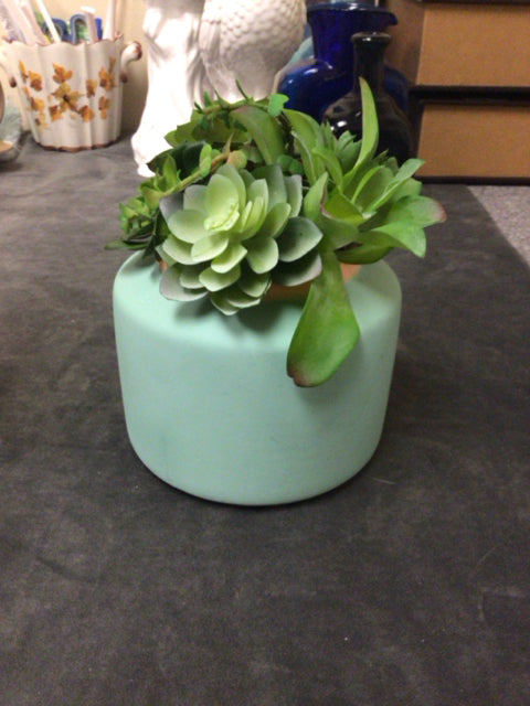 Faux Topiary In Teal Planter