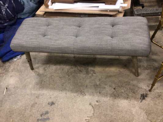 Grey Linen Tufted Bench