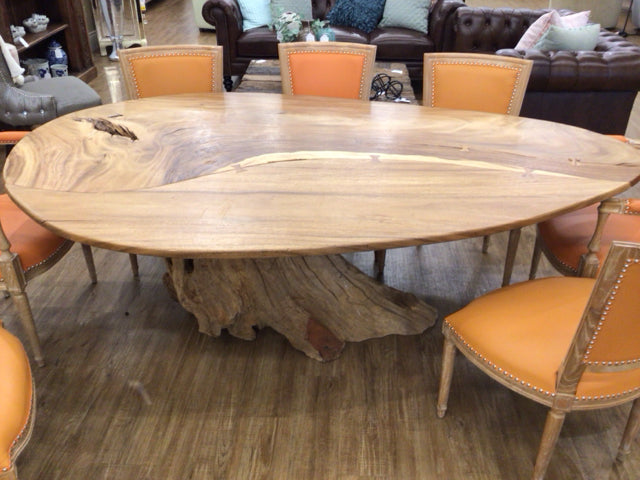 86 1/2" Live Edge Wood Pedestal Dining Table