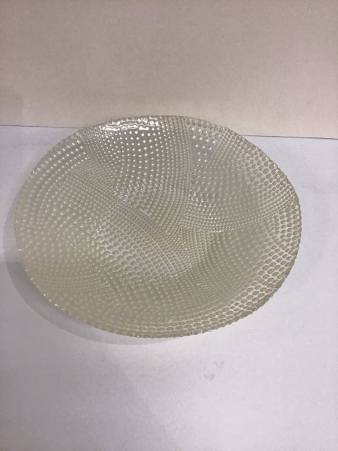 13"Rd Art Glass Bowl w/White Dots