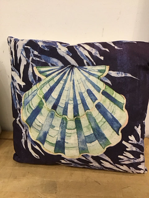 16" Blue Clam Shell Pillow
