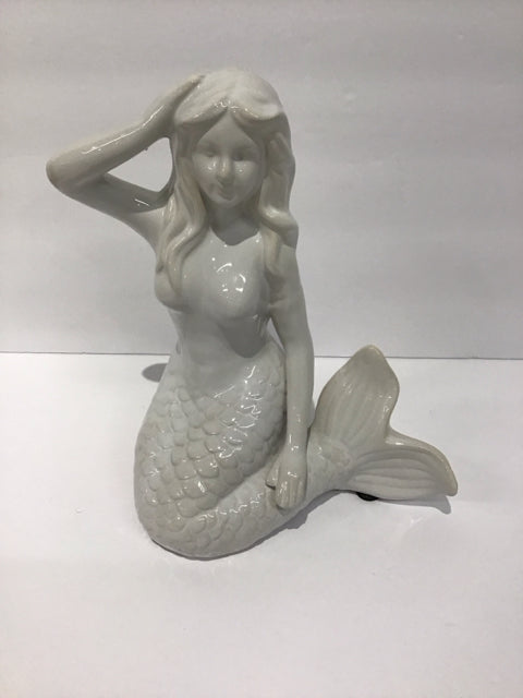 9" White Ceramic Mermaid