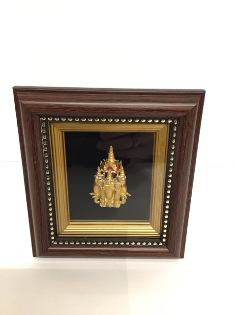 4.5"x5" Framed Gold Royal Decorated Elephant