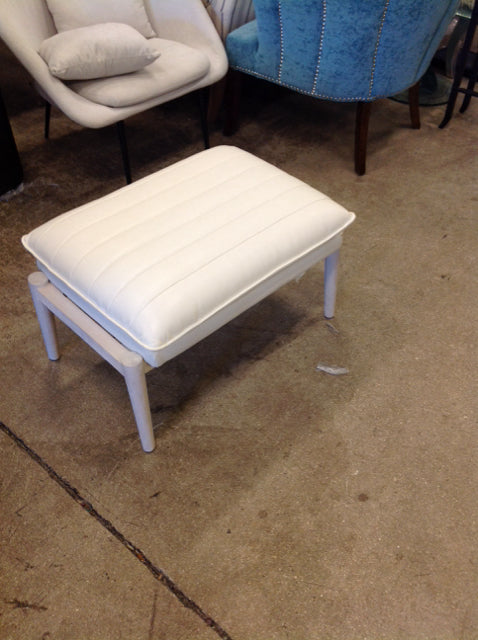 White Faux Leather Rectangular Ottoman