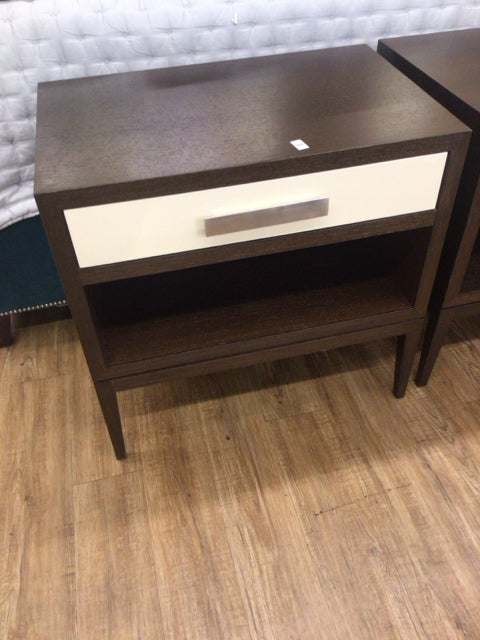 28" X 18" Dark Wood One Drawer Nightstand