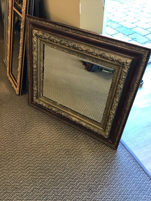 Vtg Ornate Carved Wood Framed Beveled Mirror