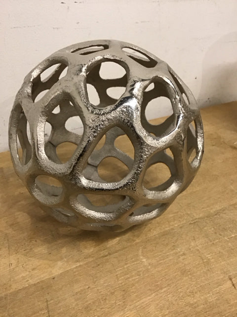 8" Silver Decorative Metal Sphere