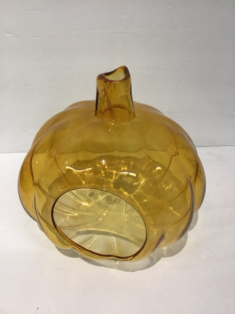 Amber Colored Open Pumpkin Vase