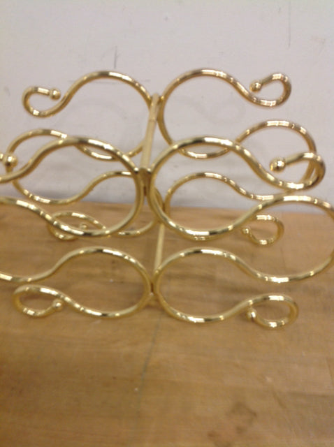 14" Gold Metal Wine Rack