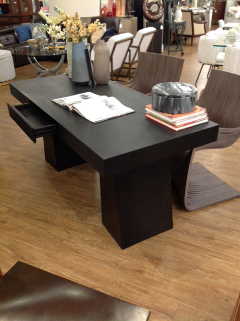 Black Wood Desk w/One Drawer AS-IS