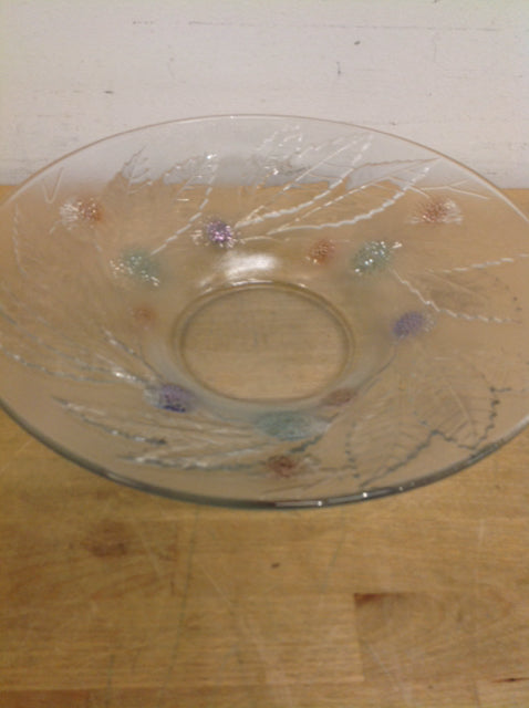 Bowl- 13" Frosted Glass Flower