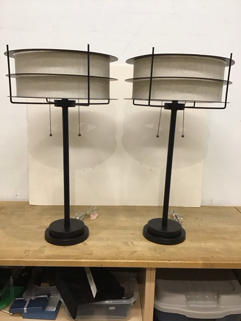 Pair Decker Tiered Buffet Lamps