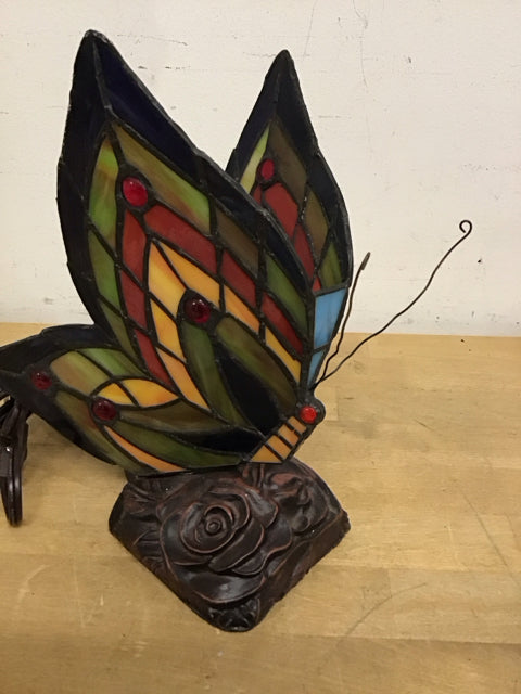 Vintage Butterfly Stainglass Table Lamp