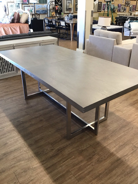 Expandable Grey Wood/Chrome Dining Table