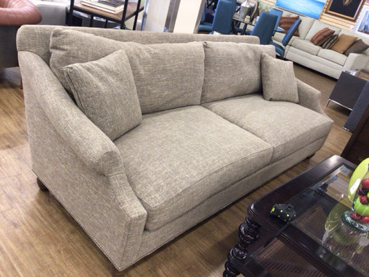 Island City Traders Custom Beige Fabric Sofa W/2 Pillows