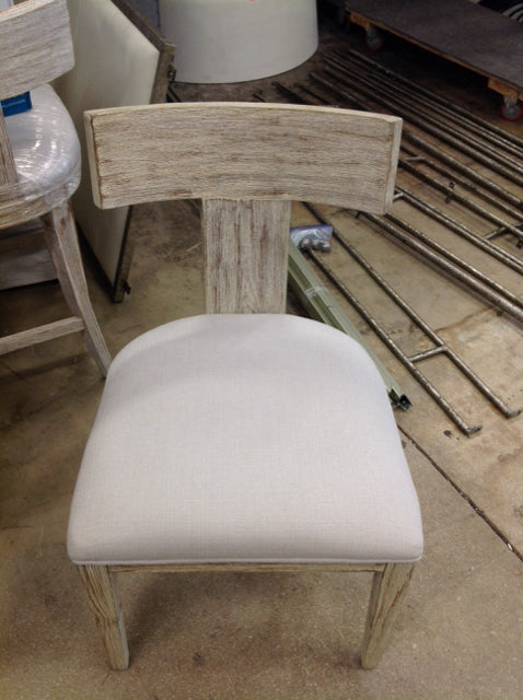 Beige Upholstered Rustic Light Wood Breakfast Chair