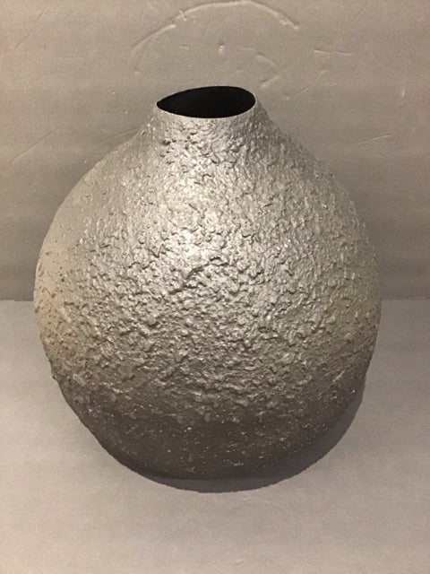 Black Metal Textured Bulbous Vase