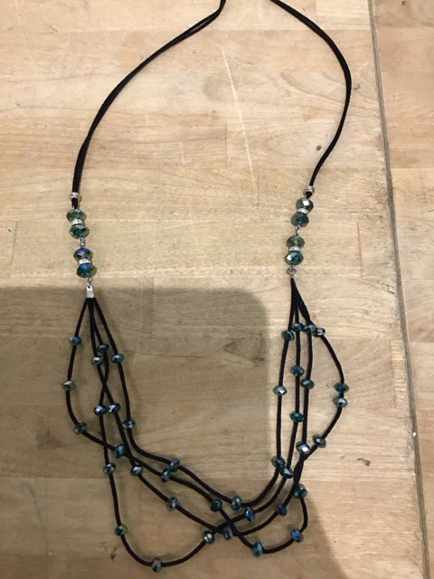 Green Beaded Black Rope