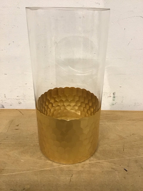 8" Glass W/Gold Base Vase