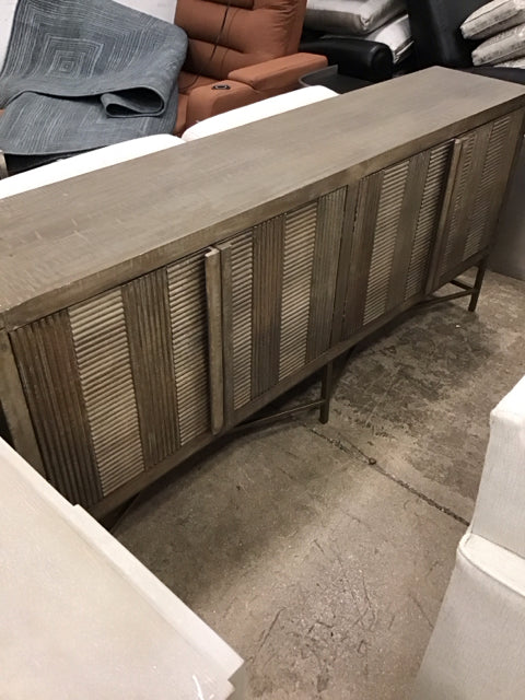 4-Door Wood/Brushed Gold Metal Console
