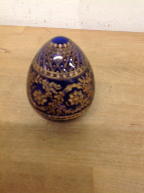 Russian Blue & Gold Porcelian Egg