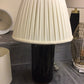 AS-IS Black Ceramic & Brass Table Lamp W/Shade(Chip On Side)