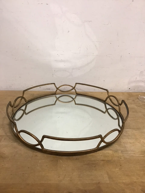 18" Pier 1 Gold Mirrored Metal Tray