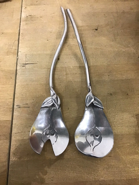 Pair Of Silvertone Mariposa Salad Servers