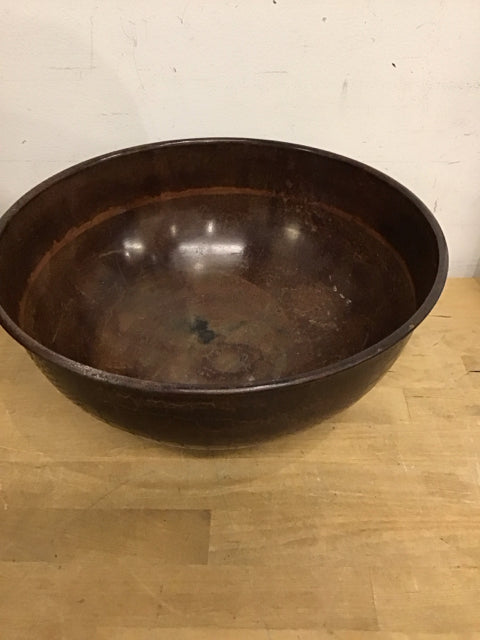12.5 Brown Metal Croc Pattern Bowl As Is