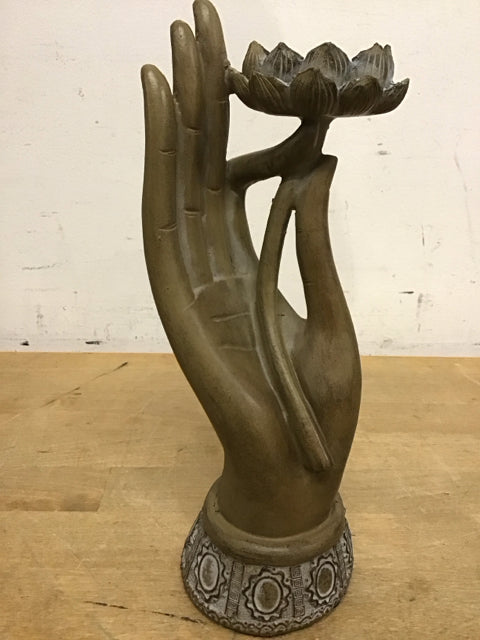 10" Asian Lotus Hand Incense/Candle Holder