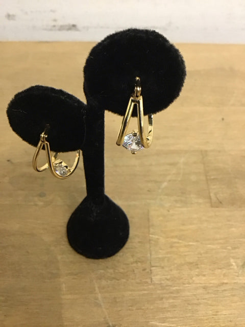 Earrings Dior Like Gold W/CZ Hoops