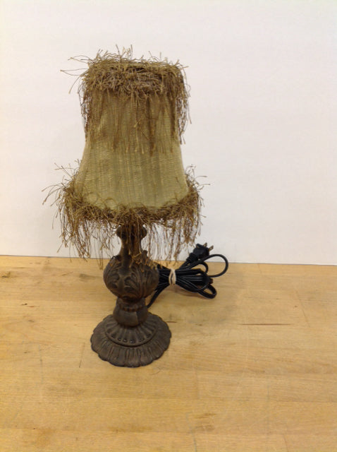 13" Small Desk Lamp w/Fringe Shade