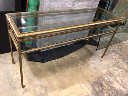 Ethan Allen Beacon Gold Metal & Glass Console table