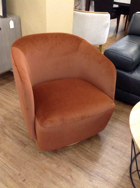 Brown Velvet Swivel Club Chair