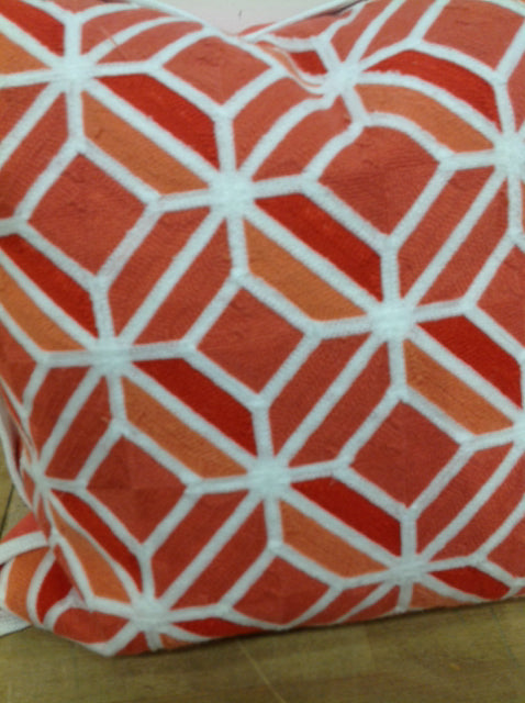 Pillow- Coral & White Print