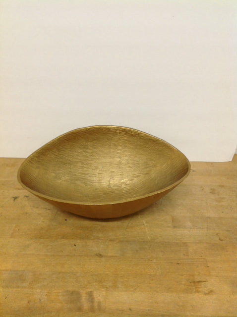 16" Gold Metal Oval Bowl