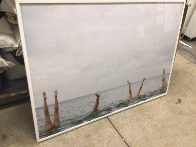 60" X 41" AS-IS Swim Class White Framed Print(No Wall Clete)