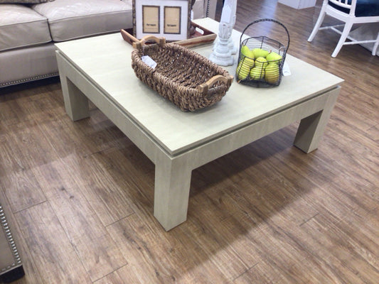 45 1/8" Square Shagreen Wrapped Wood Coffee Table