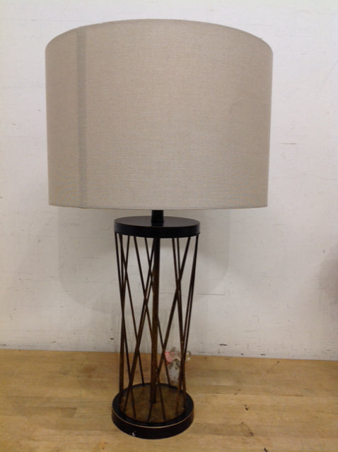 29" Bronze Metal Open Column Table Lamp w/Shade