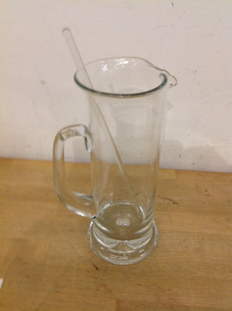 10" Clear Glass Martini Pitcher W Stir