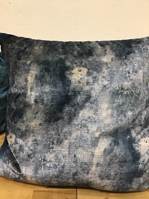 24" Watercolor Blue Chenille Pillow