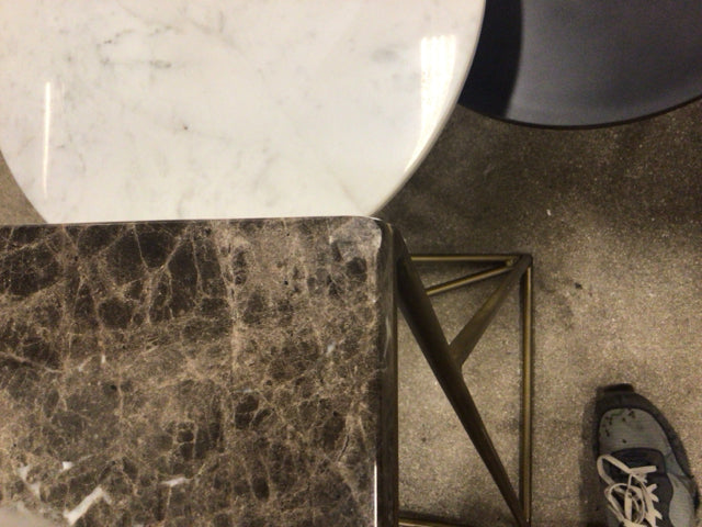 AS-IS Geometric Marble Top Console Table(Corner Damage)
