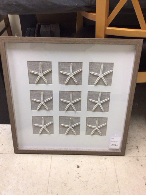 21 5/8" Square Wood Framed Starfish Wall Decor
