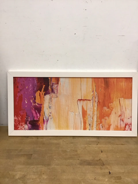 32"x16" Abstract Orange Red Fuscha Plum Art